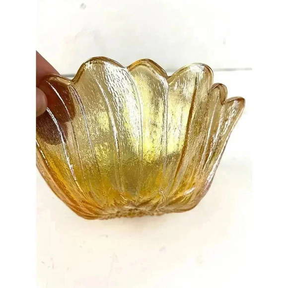 VTG Indiana Carnival Glass Amber Sunflower Bowl 7" - Picture 2 of 12